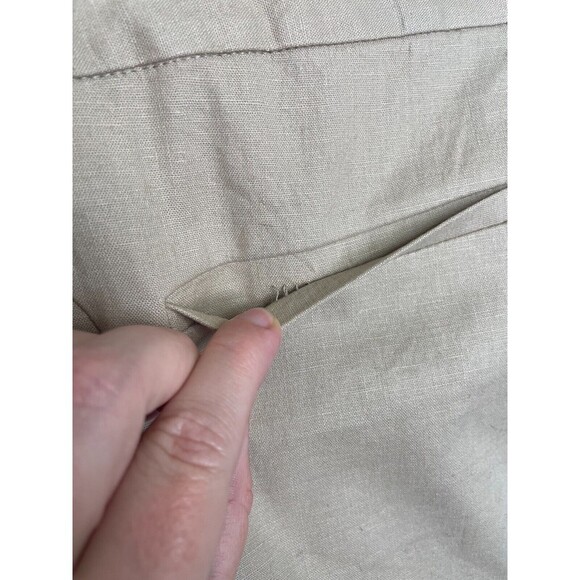 Tahari Size 12 Dress Pants Tan Linen Cotton Wide Leg Mid Rise Career - Picture 8 of 11